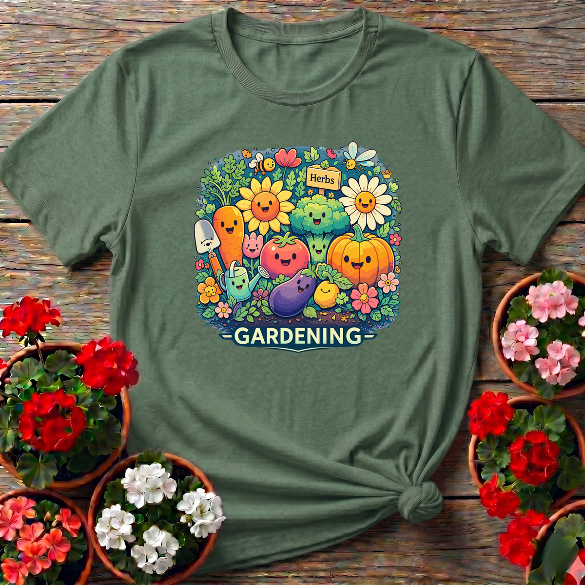 Kawaii Vegetable Garden Gardening T-Shirt for Gardeners - GardeningTshirts