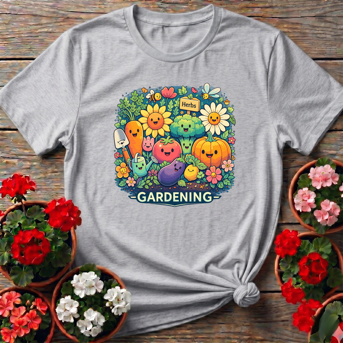 Kawaii Vegetable Garden Gardening T-Shirt for Gardeners - GardeningTshirts