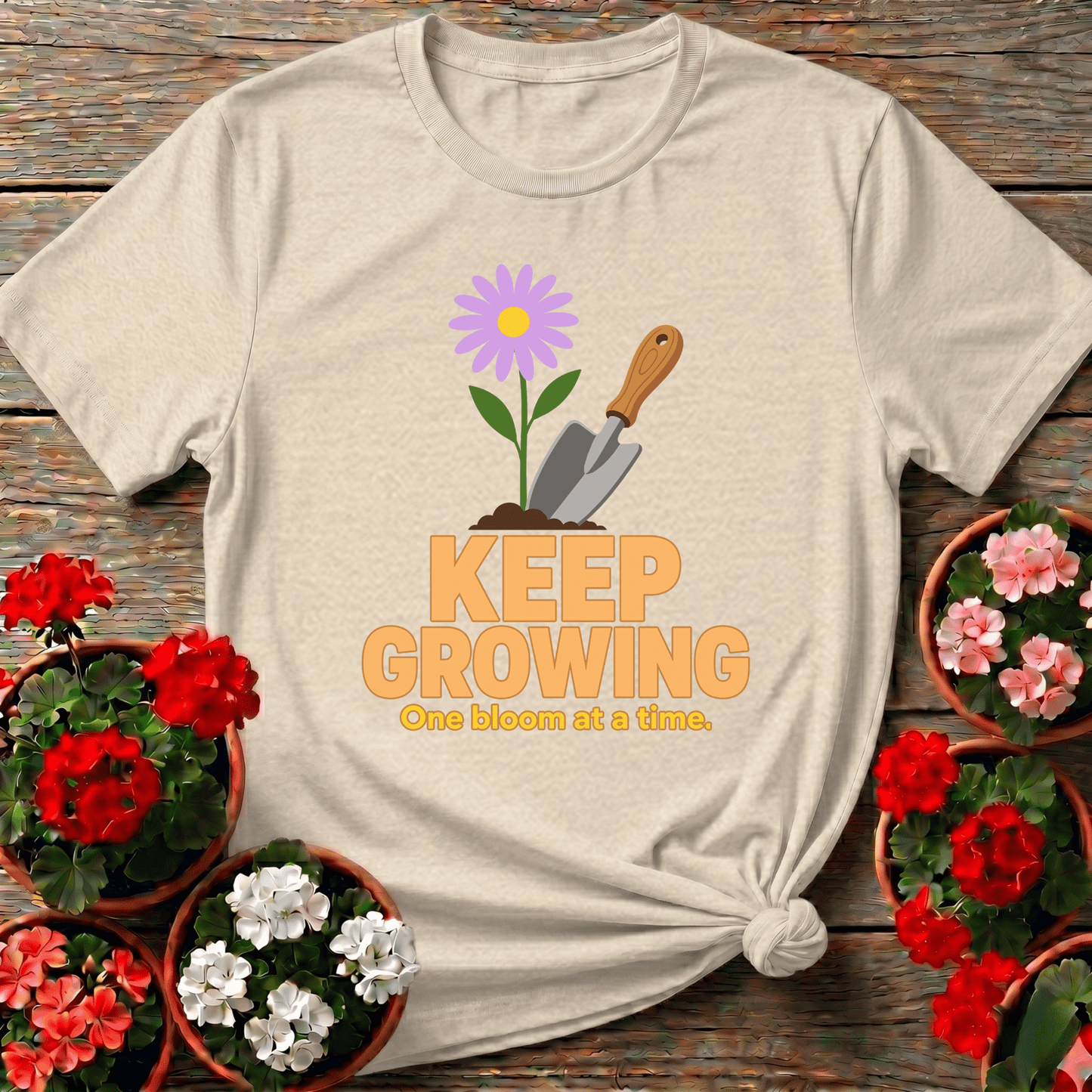 Keep Growing One Bloom at a Time Gardening T-Shirt - GardeningTshirts