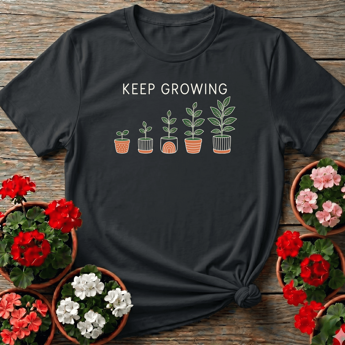 Keep Growing Potted Plants Gardening T-Shirt - GardeningTshirts