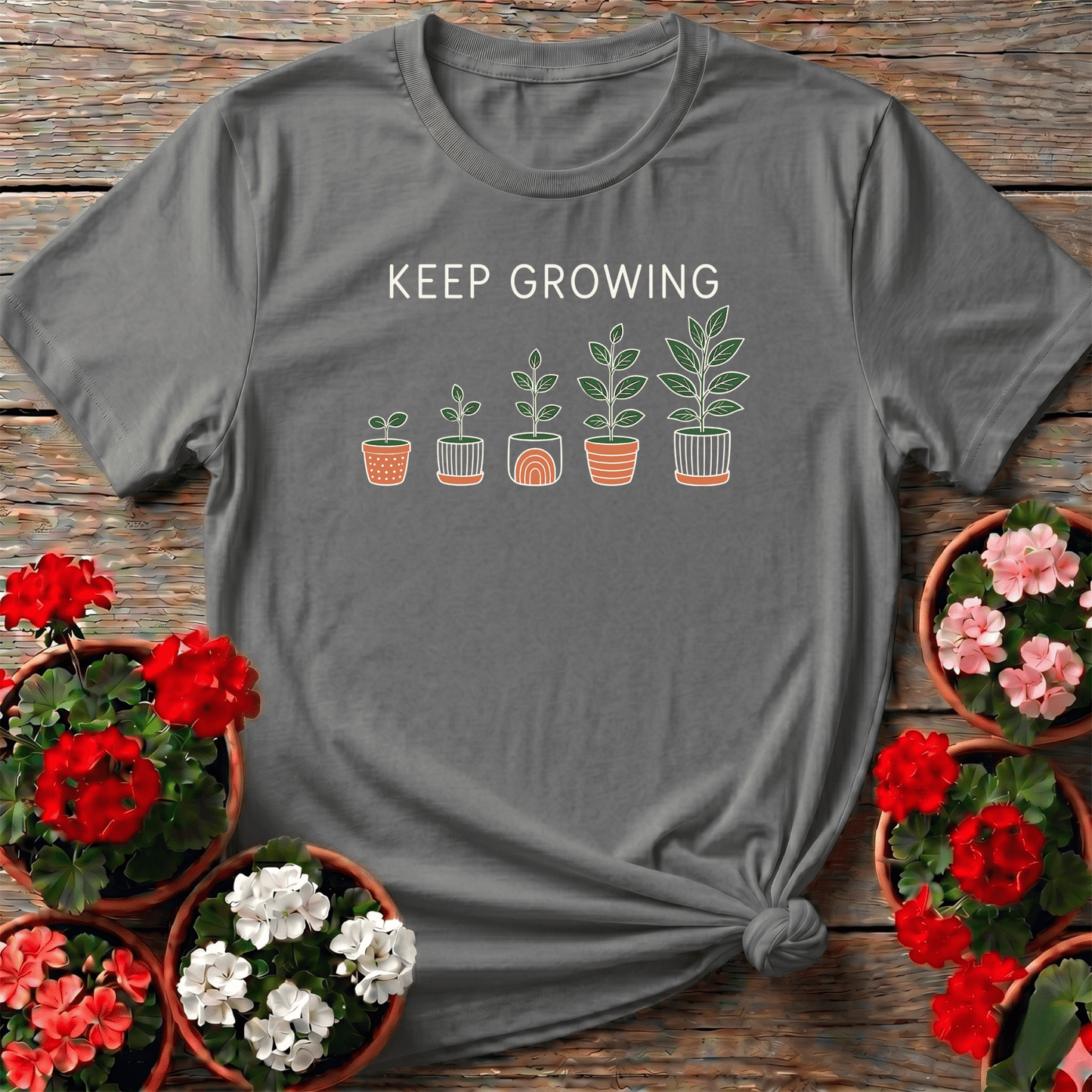 Keep Growing Potted Plants Gardening T-Shirt - GardeningTshirts