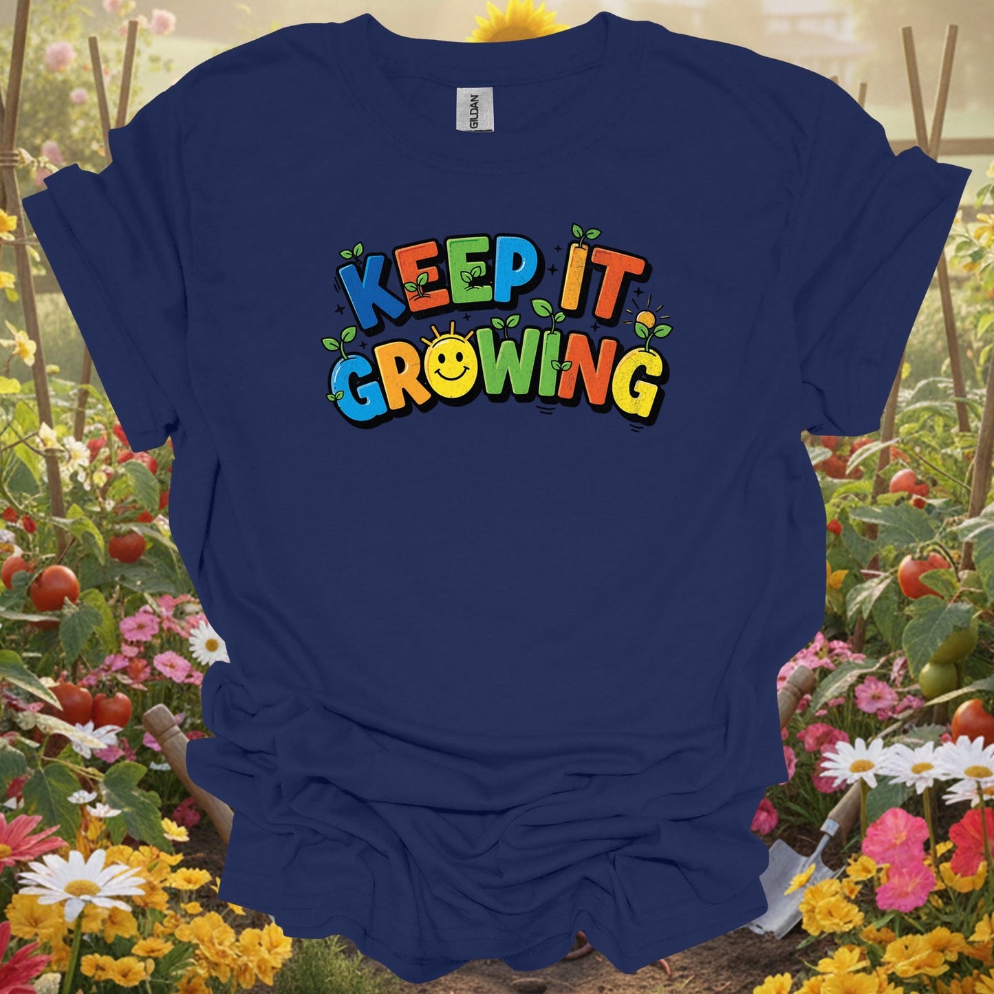 Royal keep it growing vibrant gardening shirt for ambitious gardeners, positive thinkers, modern growers, goal-setters, an...