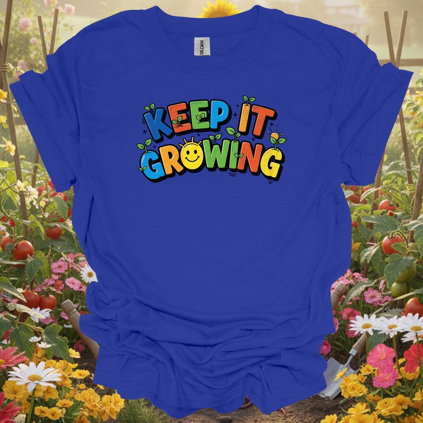 Sport grey keep it growing vibrant gardening shirt for ambitious gardeners, positive thinkers, modern growers, goal-setter...