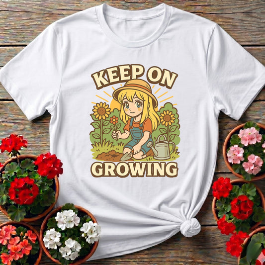 Keep On Growing Anime Motivational Sunflower Tee - GardeningTshirts