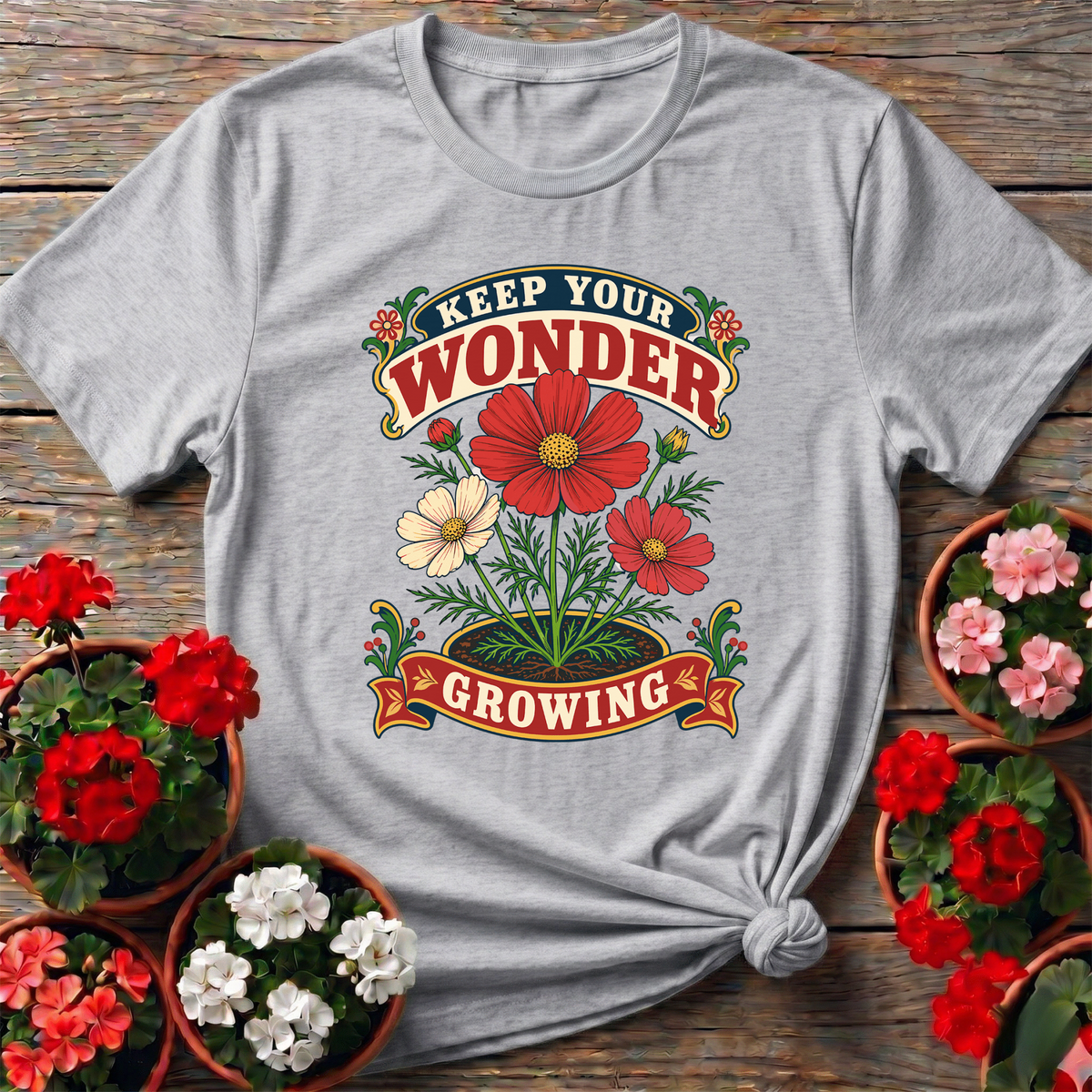 Keep Your Wonder Growing Floral Gardening T-Shirt - GardeningTshirts