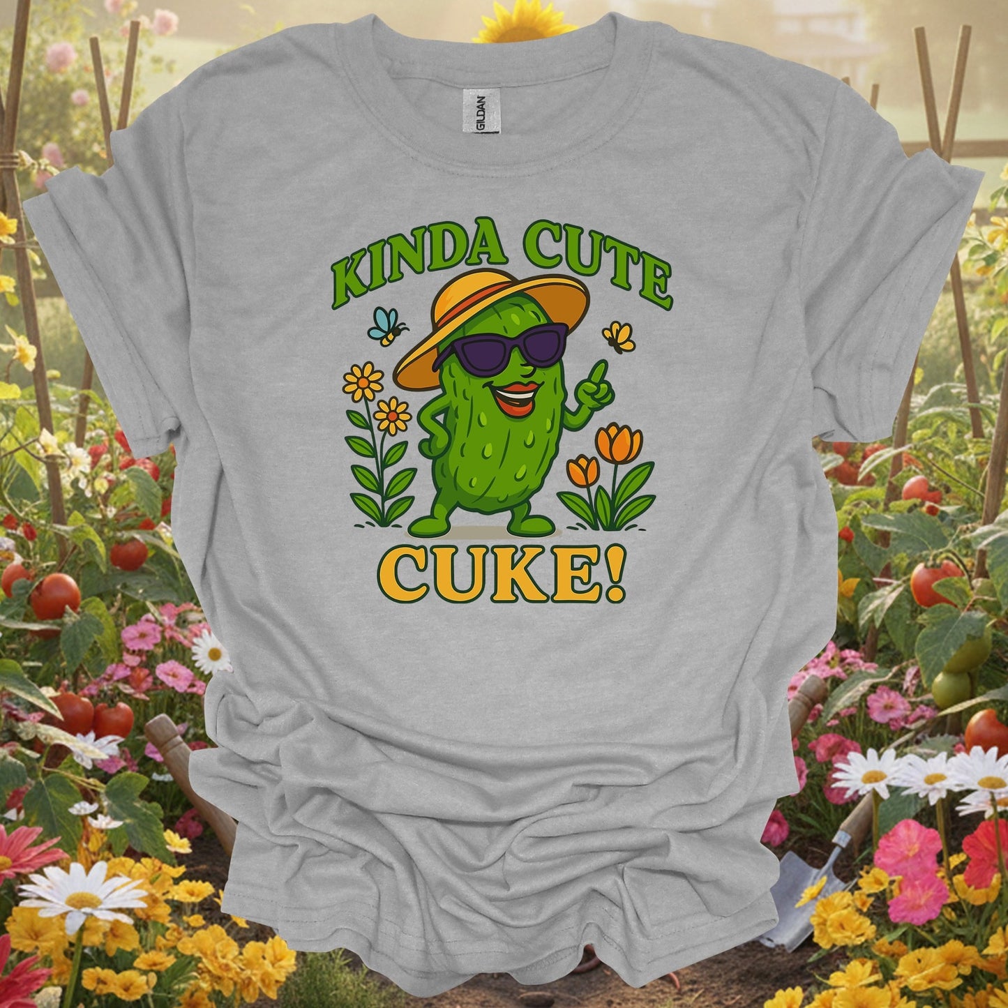 Sport Grey tshirt showing kinda cute cuke vintage style cool pickle for backyard growers