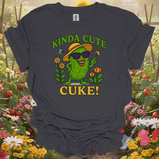 Charcoal tshirt showing kinda cute cuke vintage style cool pickle for gardening enthusiasts