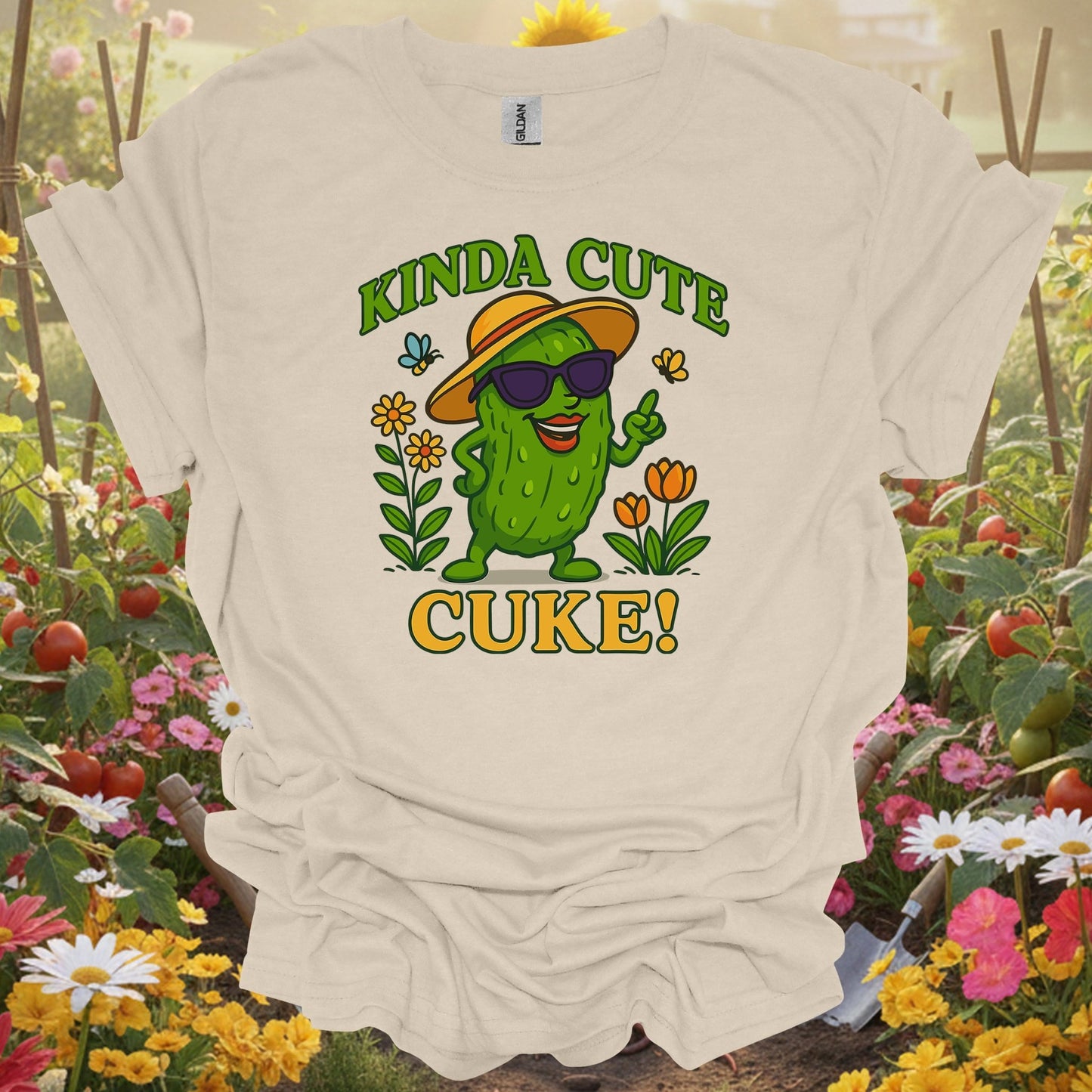 Natural tshirt showing kinda cute cuke vintage style cool pickle for people who love plants