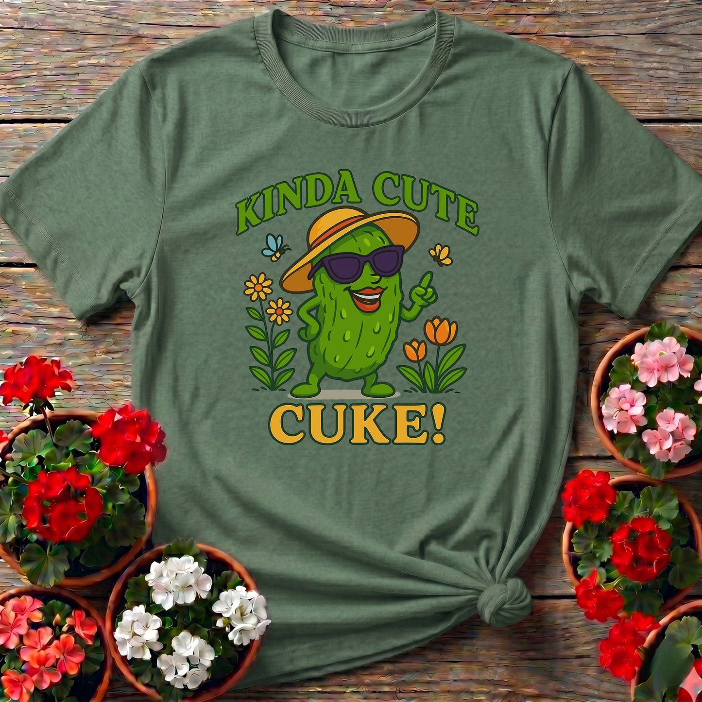 Kinda Cute Cuke Vintage Style Cool Pickle Tee - GardeningTshirts