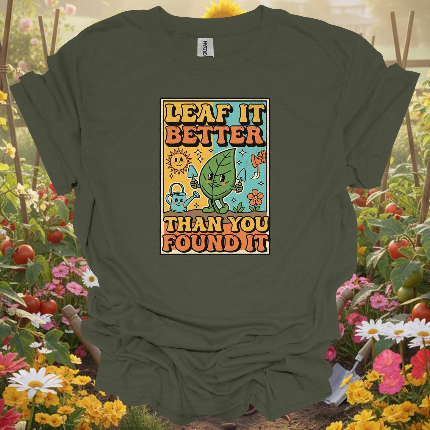 "Leaf It Better Than You Found It" Retro Aesthetic Gardening Pun T-Shirt - GardeningTshirts