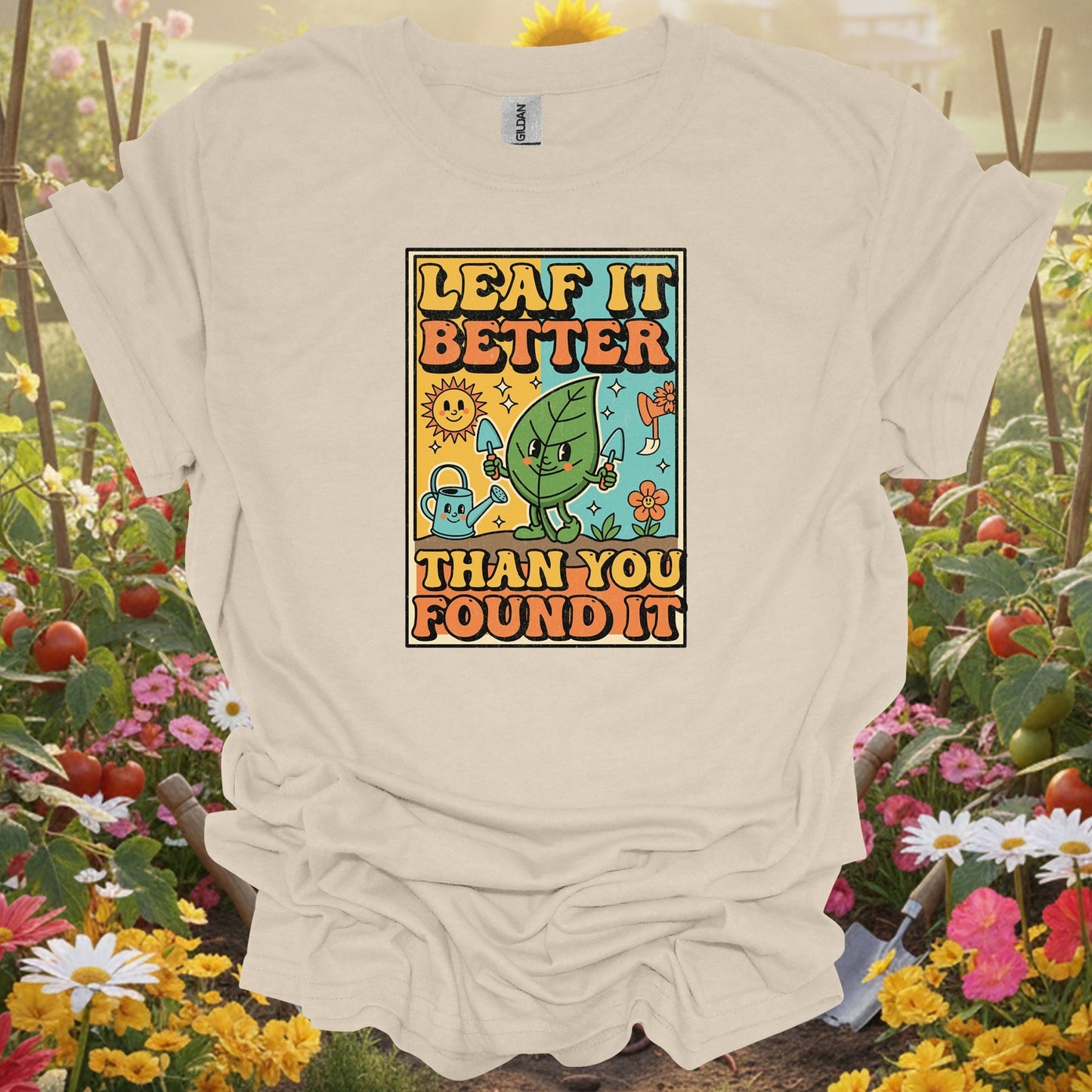 "Leaf It Better Than You Found It" Retro Aesthetic Gardening Pun T-Shirt - GardeningTshirts