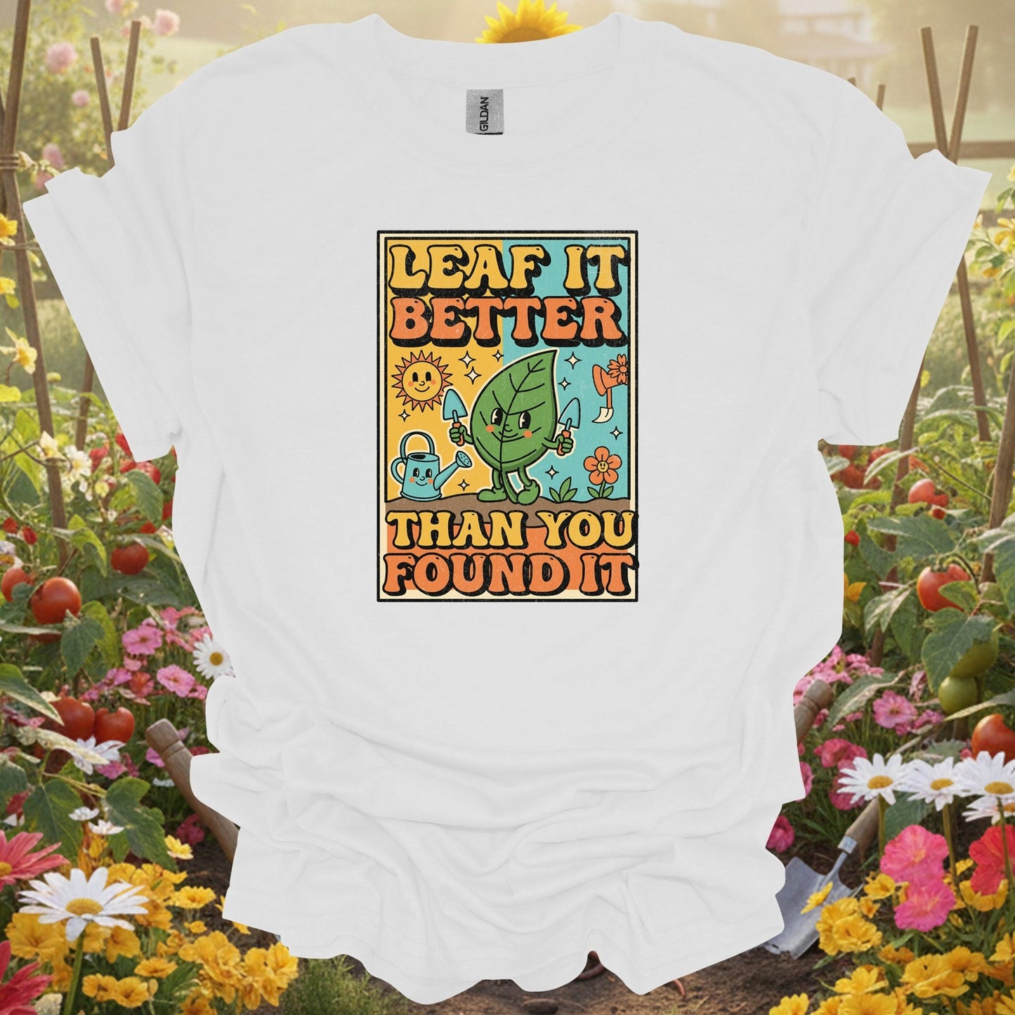 "Leaf It Better Than You Found It" Retro Aesthetic Gardening Pun T-Shirt - GardeningTshirts