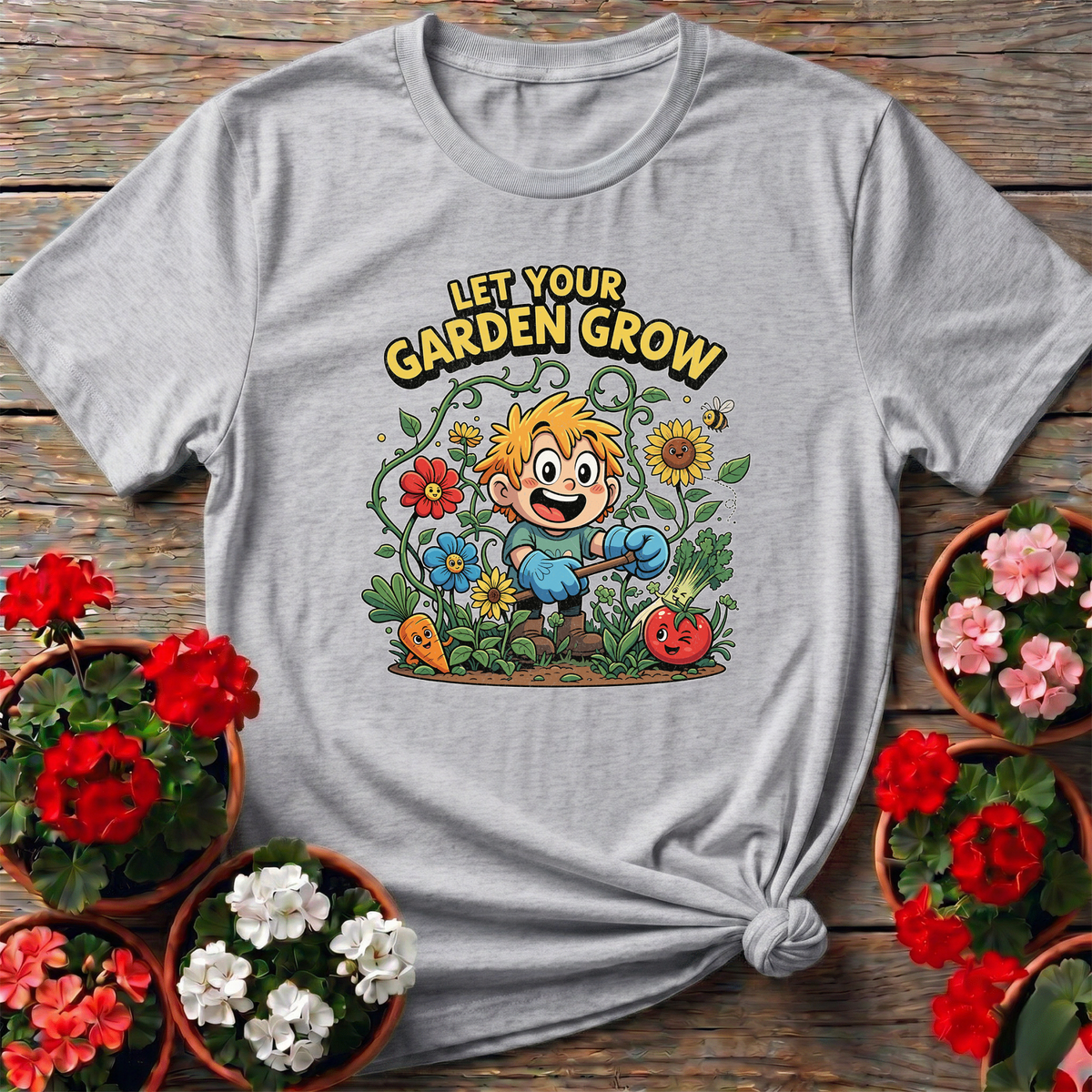 Let Your Garden Grow Whimsical Boy Gardener T-shirt - GardeningTshirts