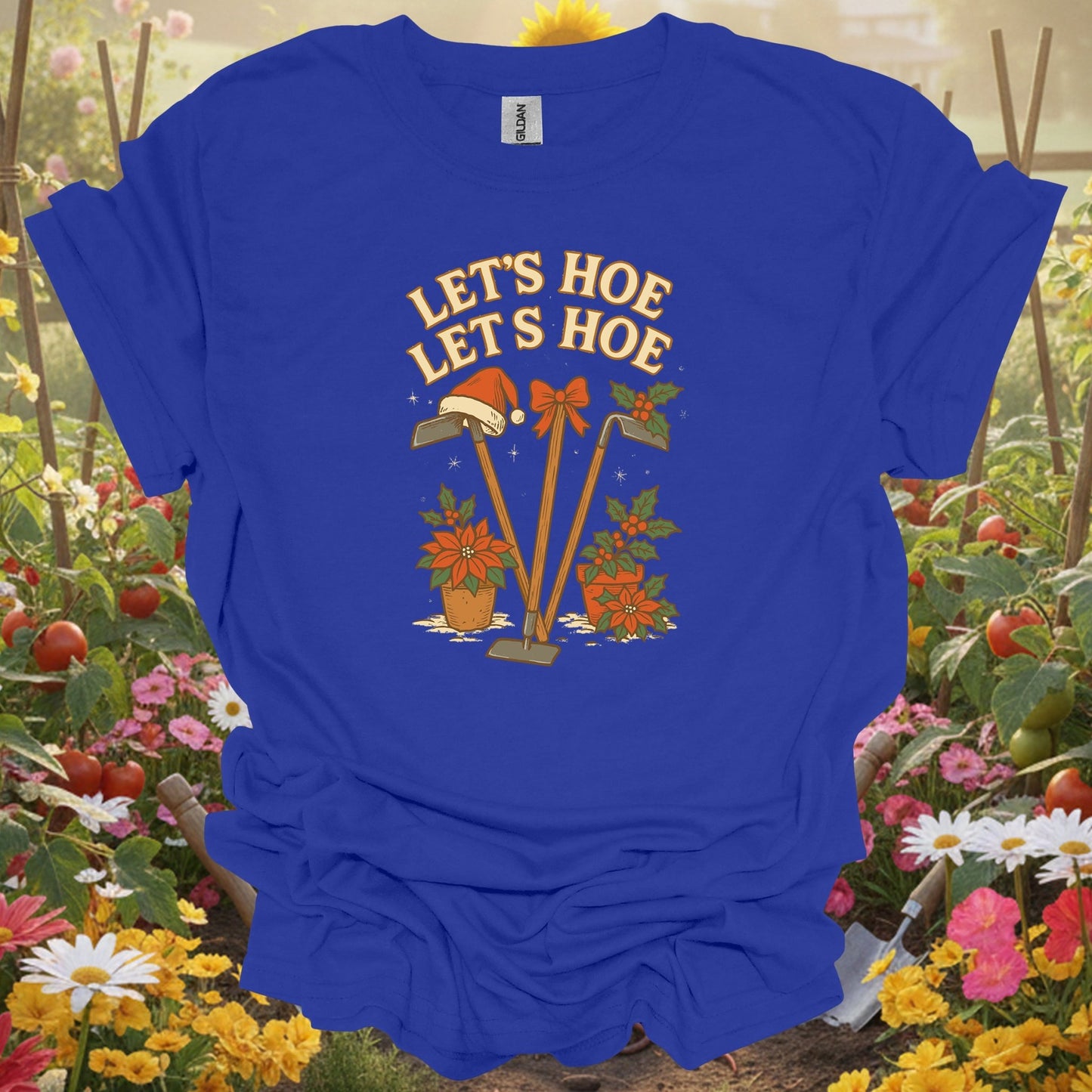 "Let's Hoe Let's Hoe" Cute Christmas Gardener T-Shirt - GardeningTshirts