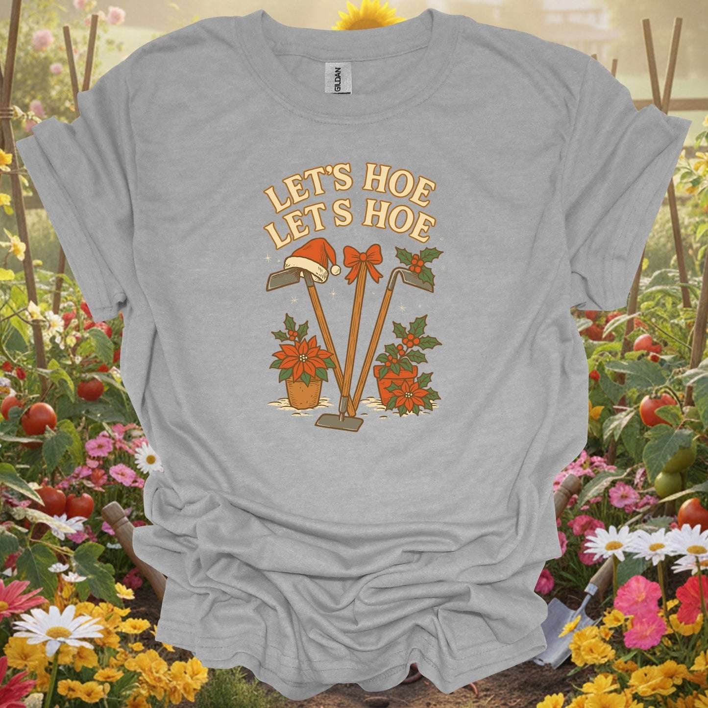 "Let's Hoe Let's Hoe" Cute Christmas Gardener T-Shirt - GardeningTshirts