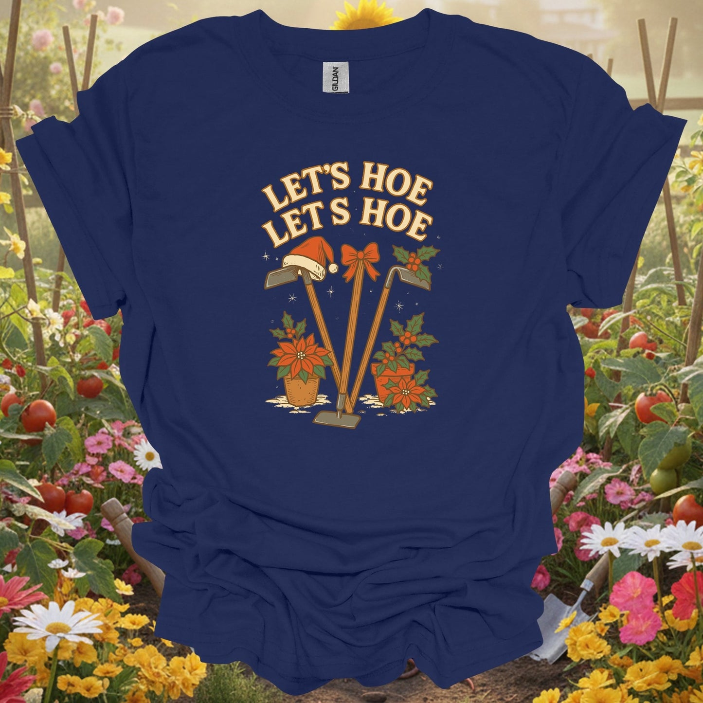 "Let's Hoe Let's Hoe" Cute Christmas Gardener T-Shirt - GardeningTshirts