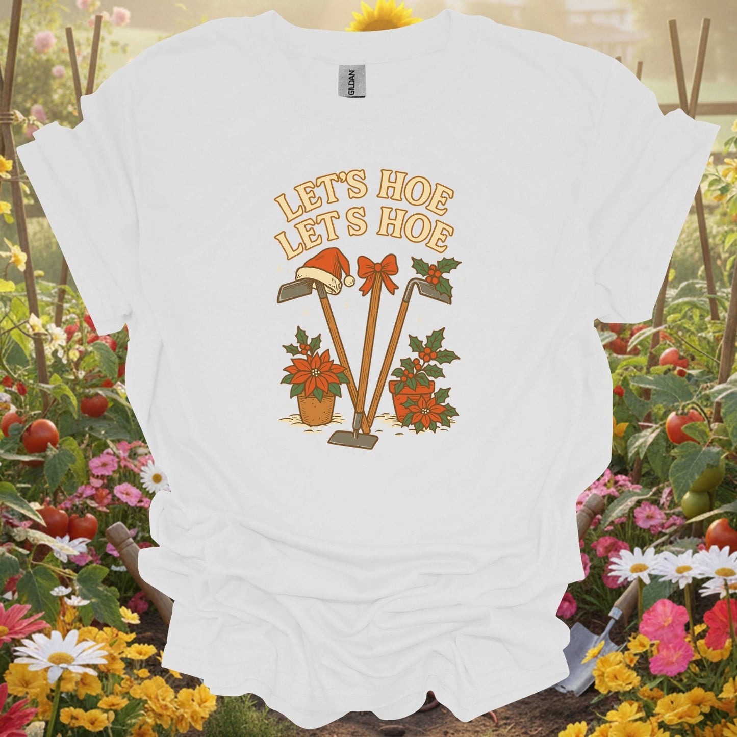 "Let's Hoe Let's Hoe" Cute Christmas Gardener T-Shirt - GardeningTshirts
