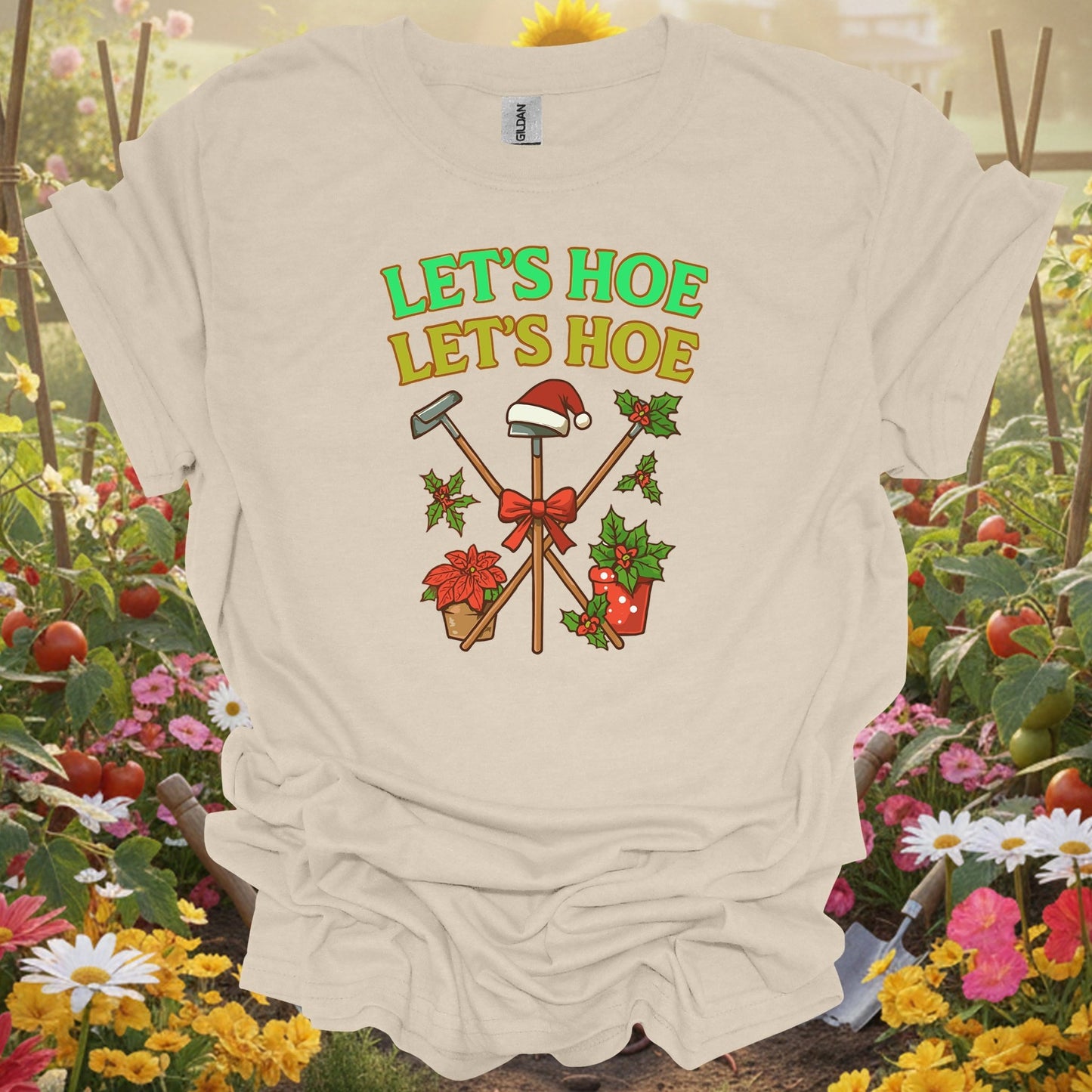 "Let's Hoe Let's Hoe" Funny Christmas Gardener T-Shirt - GardeningTshirts