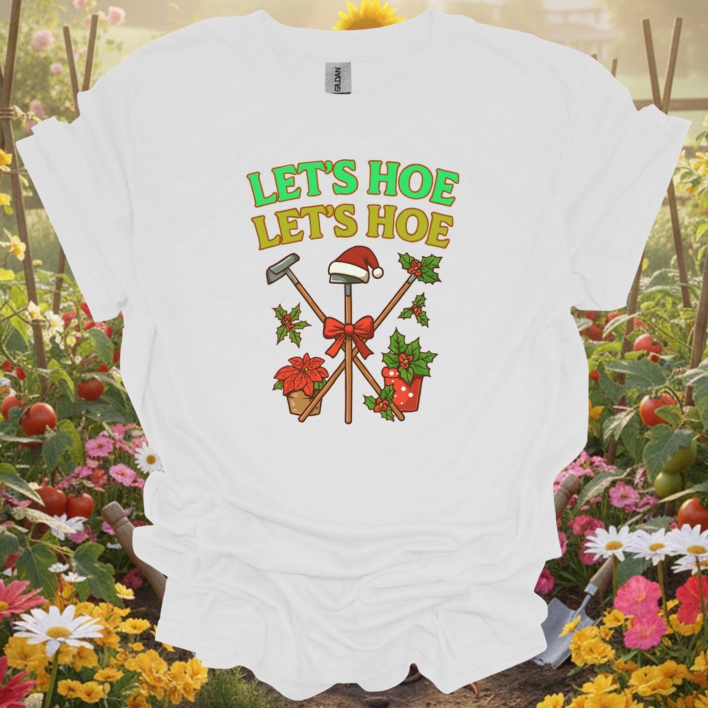 "Let's Hoe Let's Hoe" Funny Christmas Gardener T-Shirt - GardeningTshirts