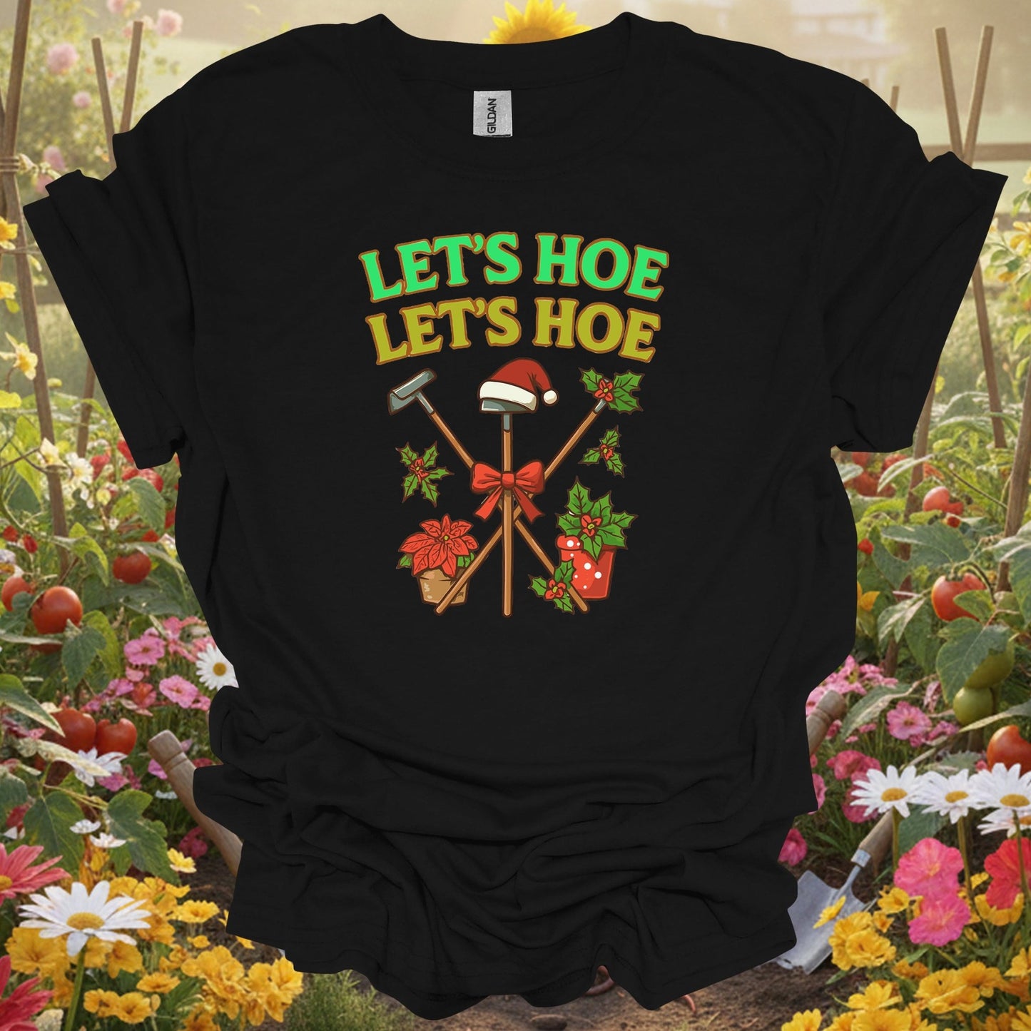 "Let's Hoe Let's Hoe" Funny Christmas Gardener T-Shirt - GardeningTshirts