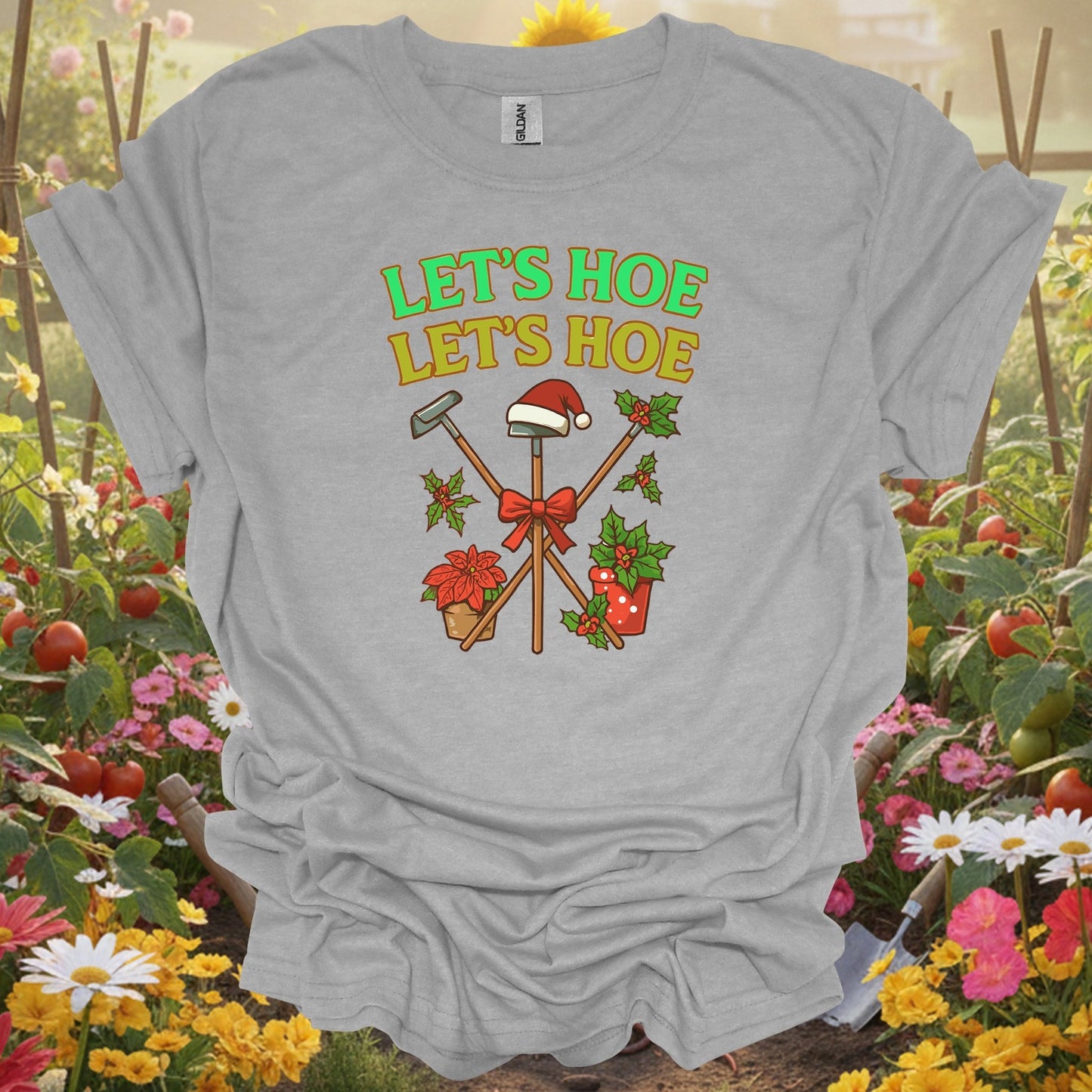 "Let's Hoe Let's Hoe" Funny Christmas Gardener T-Shirt - GardeningTshirts