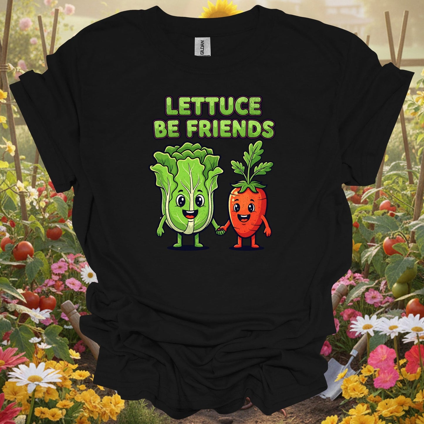 Black top showing lettuce be friends funny vegetable for nature lovers