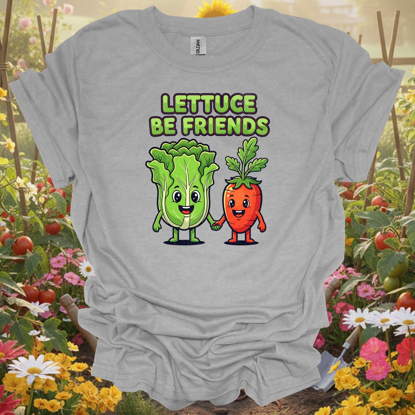 Sport Grey tee showing lettuce be friends funny vegetable for garden hobbyists