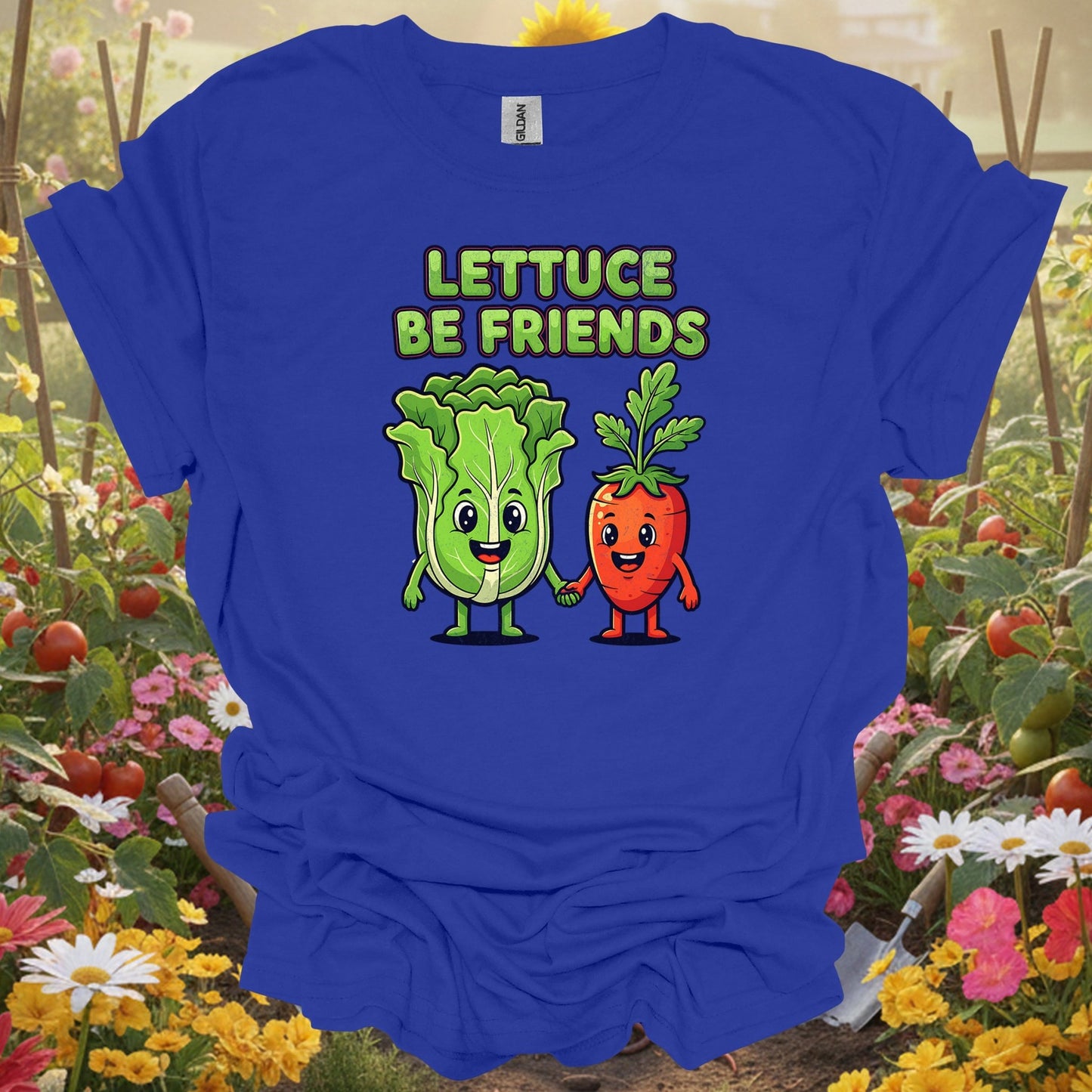 Royal tshirt showing lettuce be friends funny vegetable for backyard growers