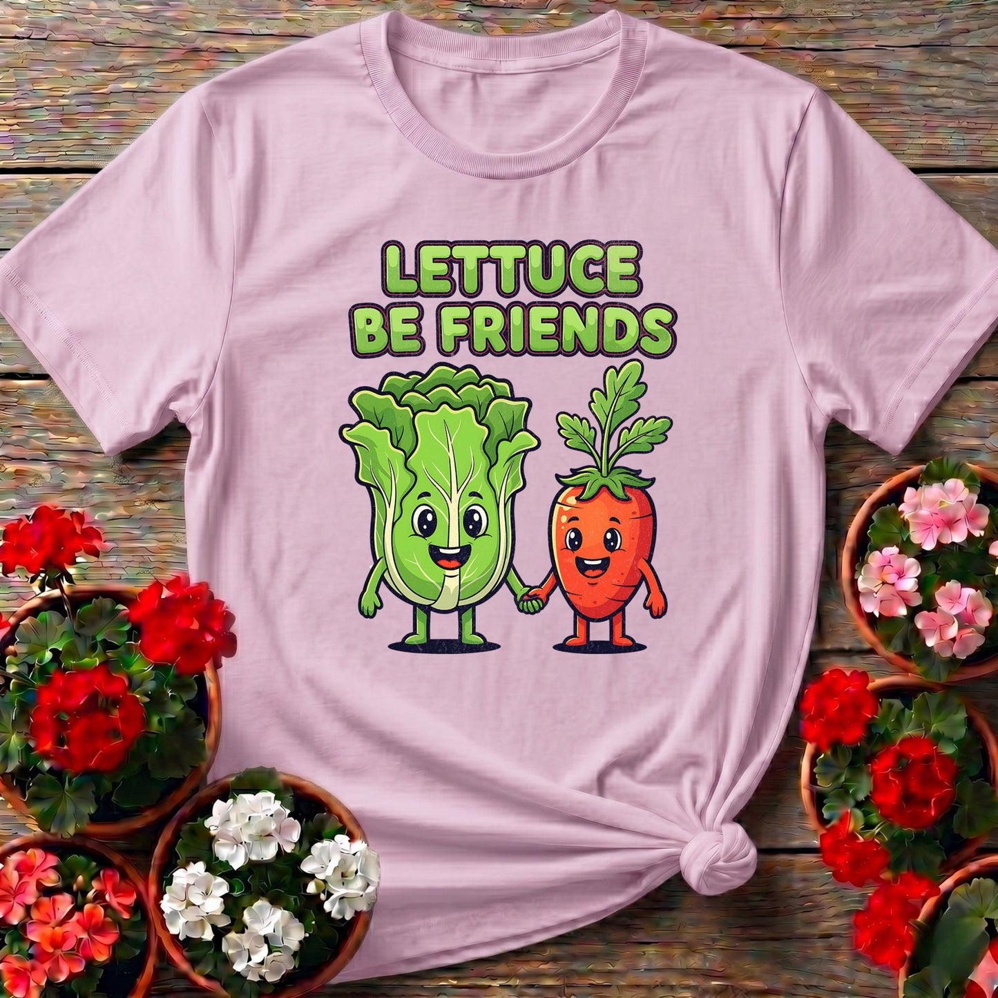 Lettuce Be Friends Funny Vegetable T-shirt - GardeningTshirts