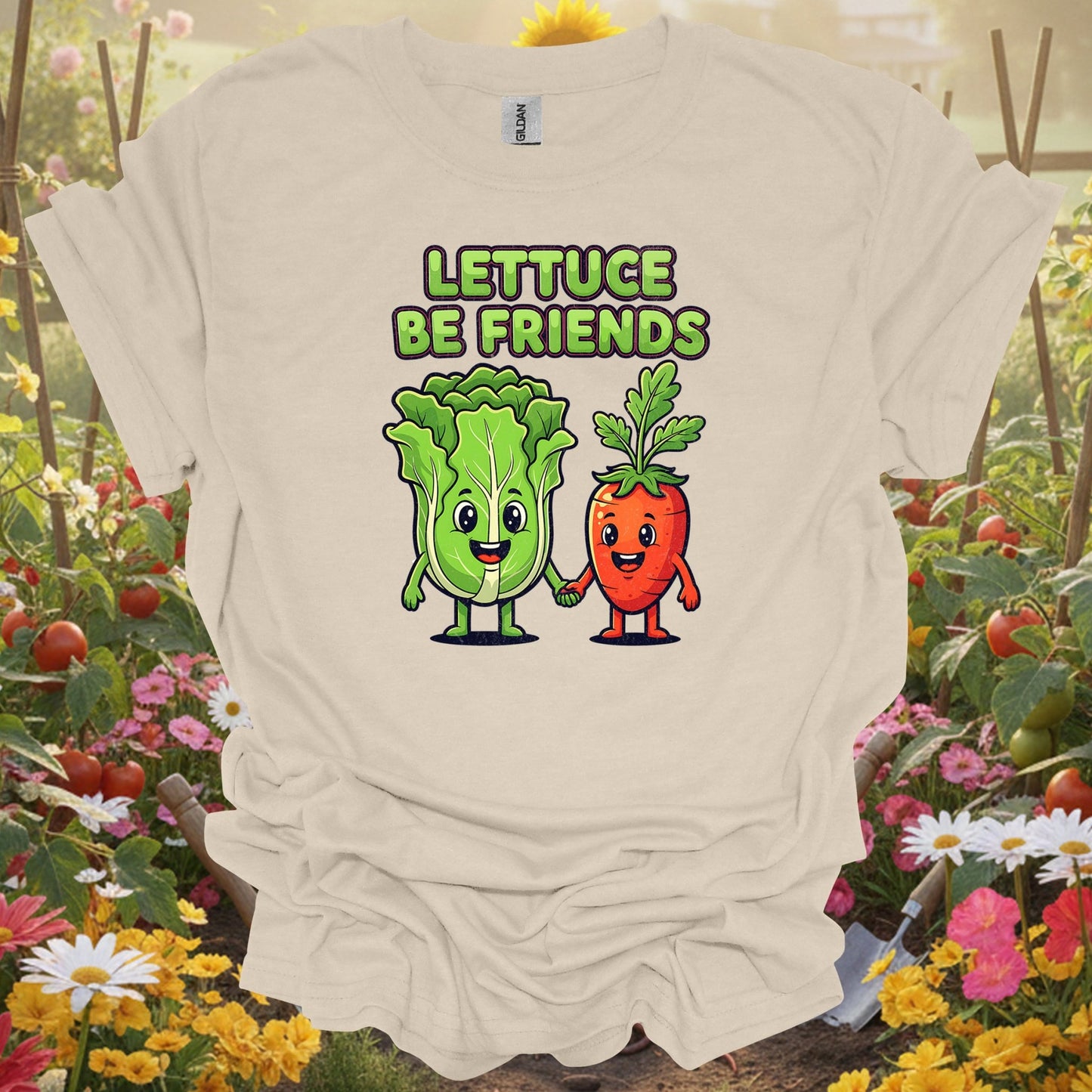 Natural tshirt showing lettuce be friends funny vegetable for people who love plants