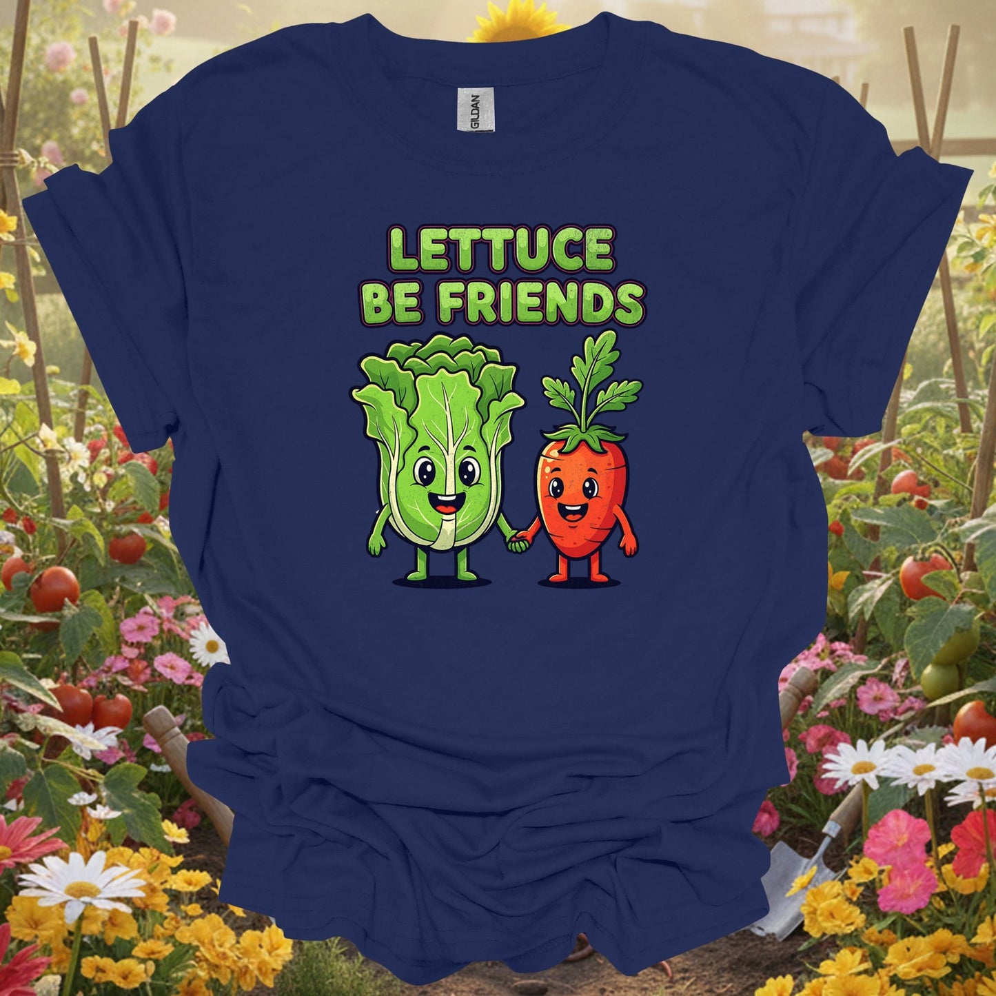 Navy top showing lettuce be friends funny vegetable for green thumb folks