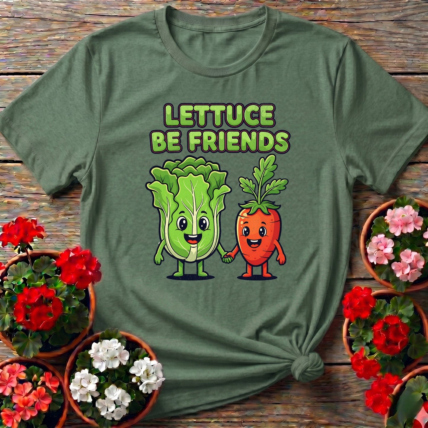 Lettuce Be Friends Funny Vegetable T-shirt - GardeningTshirts