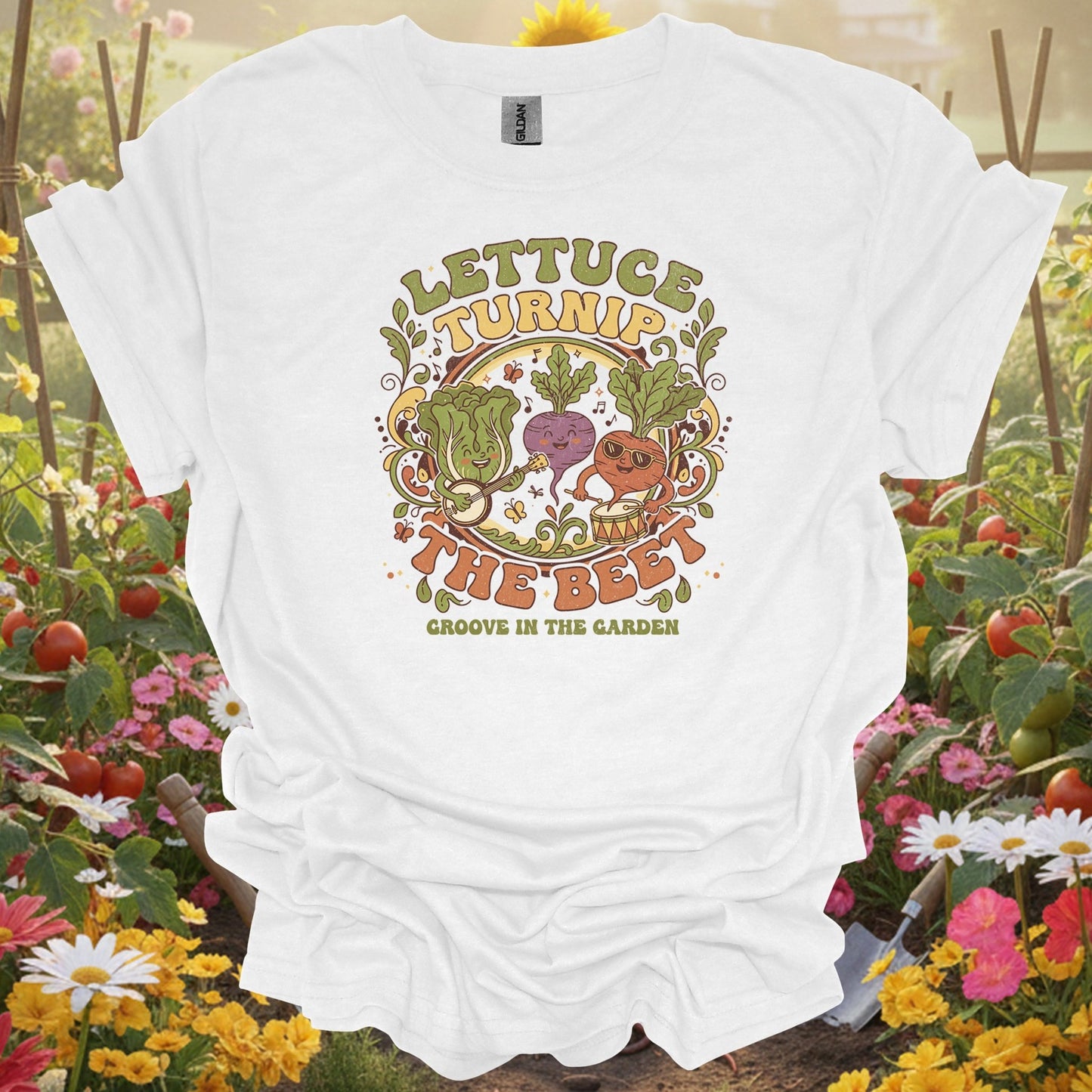 "Lettuce Turnip the Beet" Groovy Garden T-Shirt - GardeningTshirts