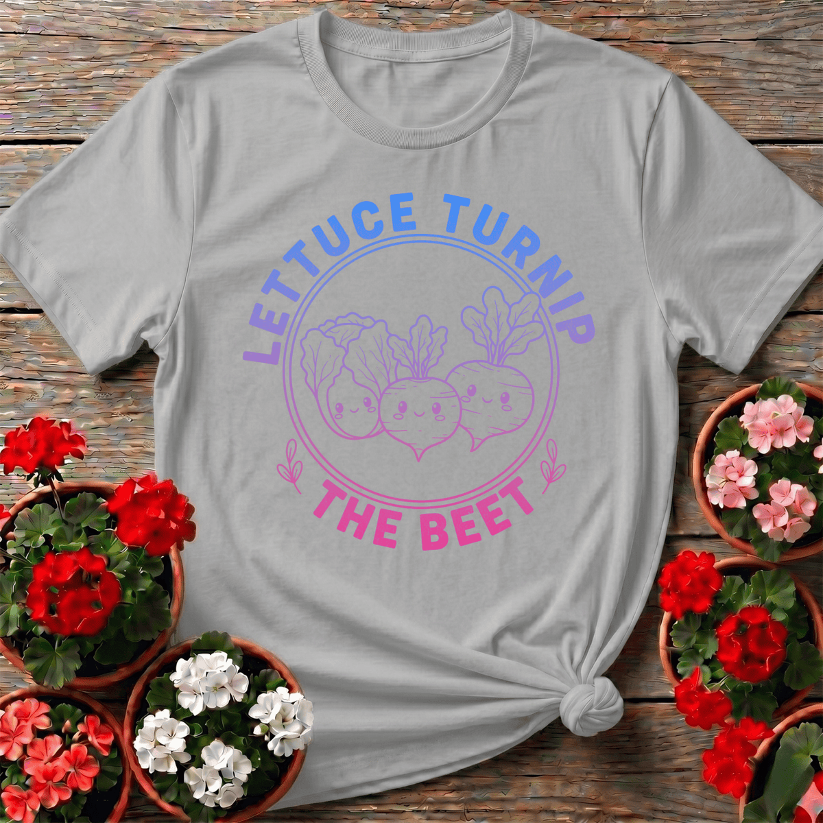 Lettuce Turnip The Beet Pastel Kawaii Veggie Tee - GardeningTshirts