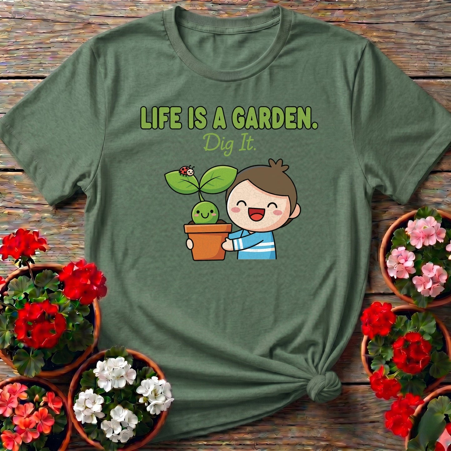 Life Is A Garden Dig It Cute Plant Lover Tee - GardeningTshirts