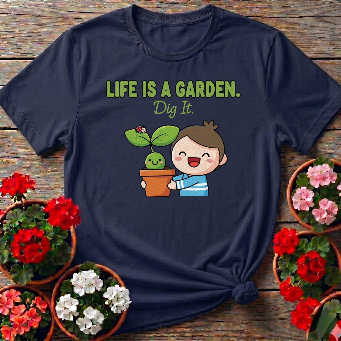 Life Is A Garden Dig It Cute Plant Lover Tee - GardeningTshirts
