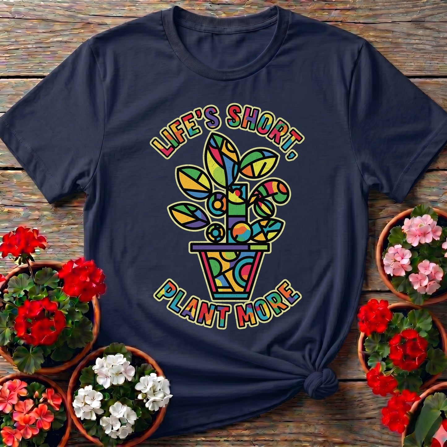 Lifes Short Plant More Geometric Gardening T-shirt - GardeningTshirts