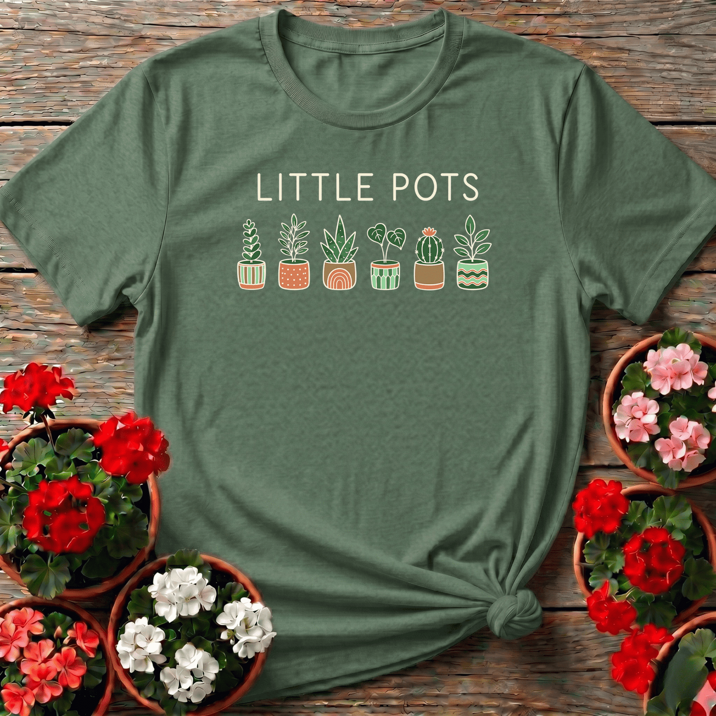 Little Pots Cute Potted Plants Gardening T-Shirt - GardeningTshirts