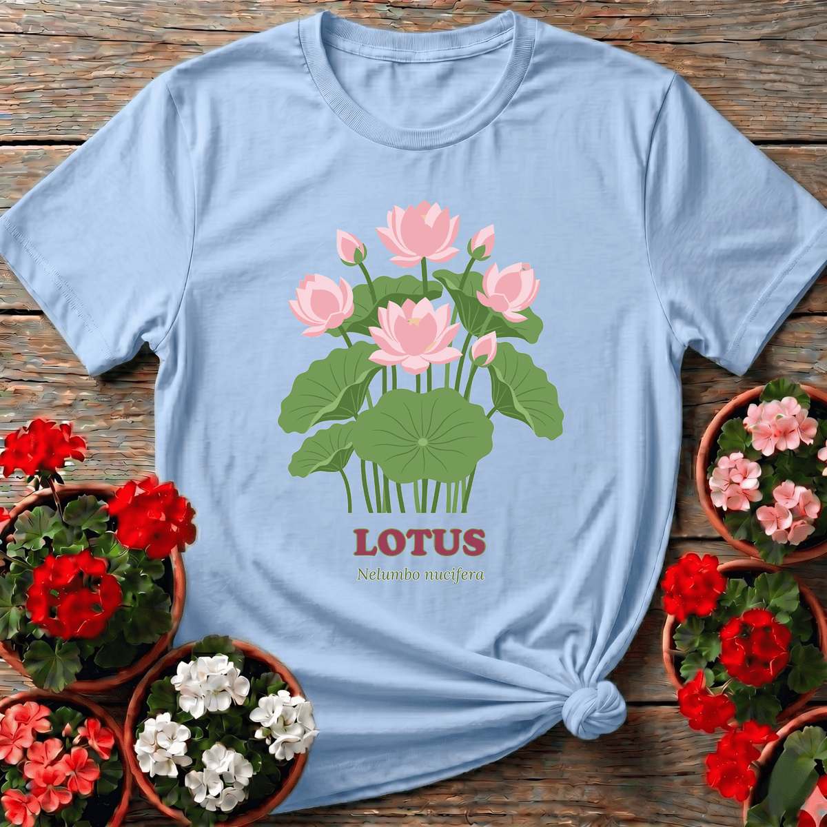 Lotus Nelumbo Nucifera Botanical Gardening Tee - GardeningTshirts