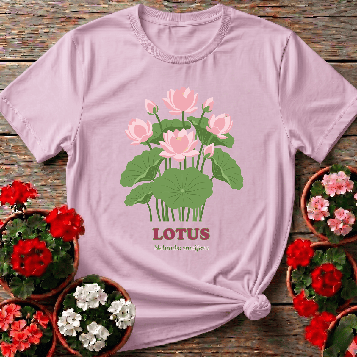 Lotus Nelumbo Nucifera Botanical Gardening Tee - GardeningTshirts