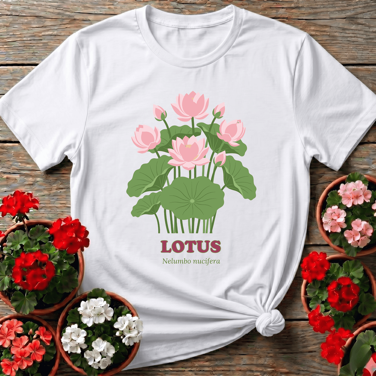 Lotus Nelumbo Nucifera Botanical Gardening Tee - GardeningTshirts