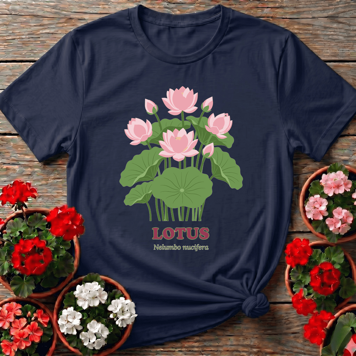 Lotus Nelumbo Nucifera Botanical Gardening Tee - GardeningTshirts