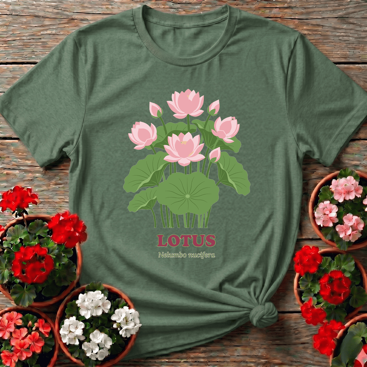 Lotus Nelumbo Nucifera Botanical Gardening Tee - GardeningTshirts