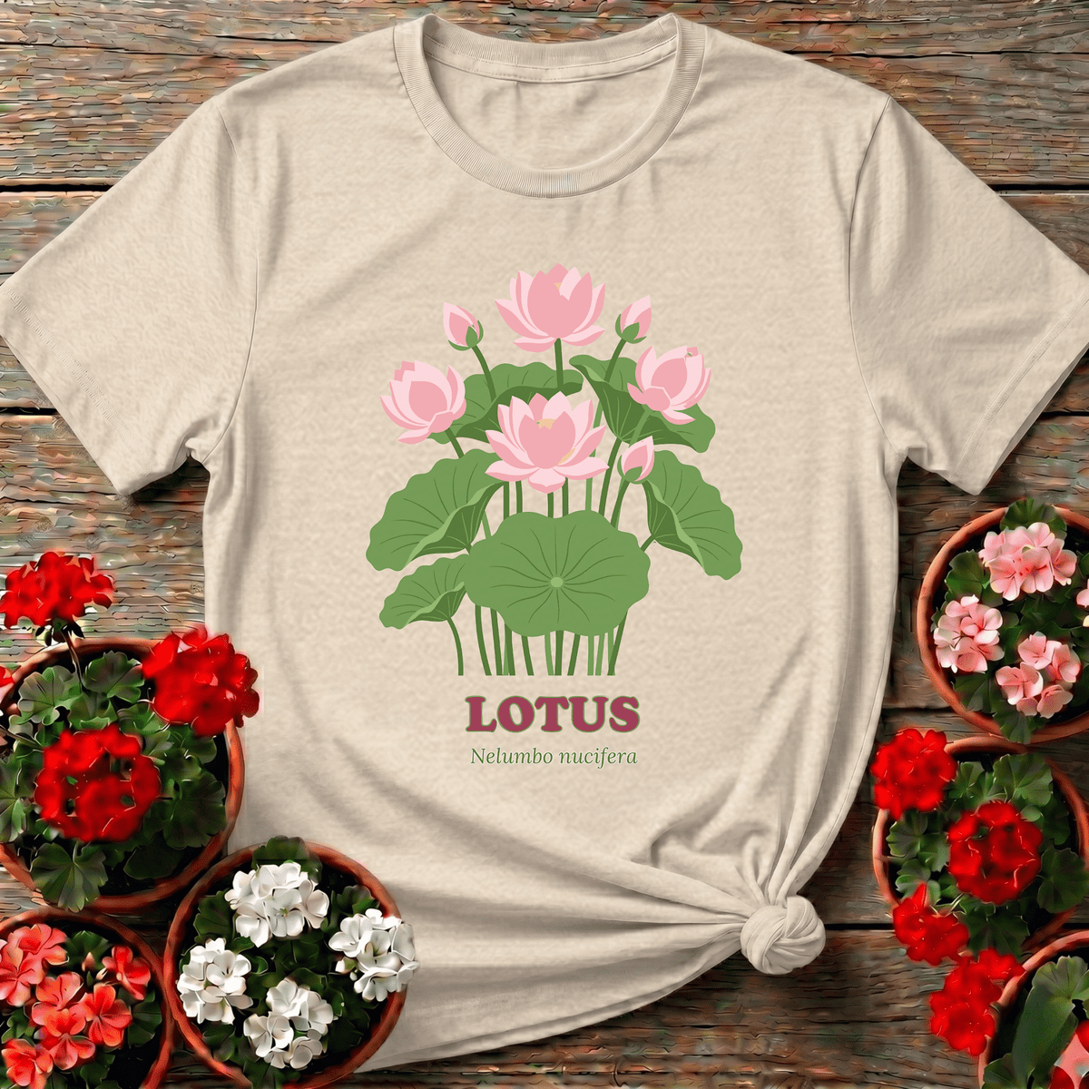 Lotus Nelumbo Nucifera Botanical Gardening Tee - GardeningTshirts