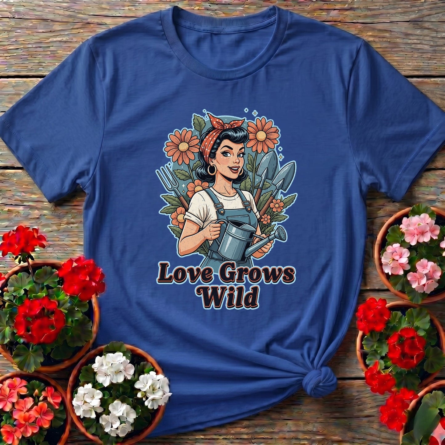 Love Grows Wild Vintage Pin Up Gardening Tee - GardeningTshirts