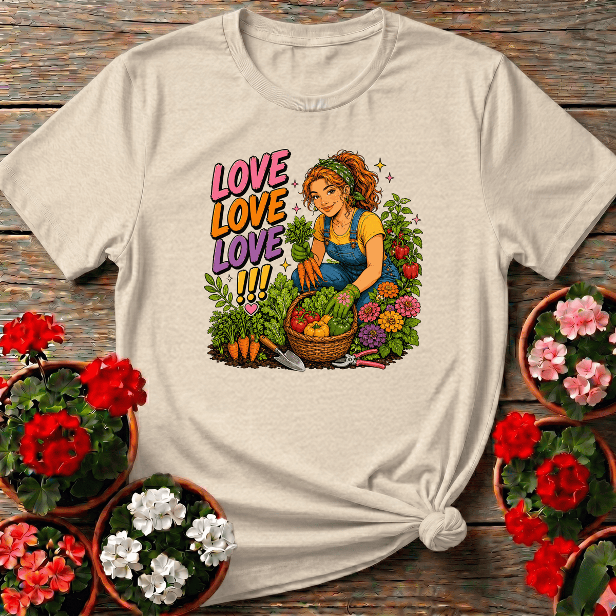 Love Love Love Gardening T-Shirt for Women Gardeners - GardeningTshirts