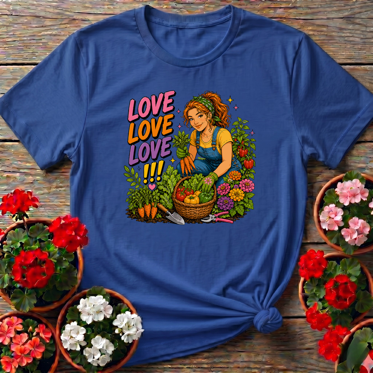 Love Love Love Gardening T-Shirt for Women Gardeners - GardeningTshirts