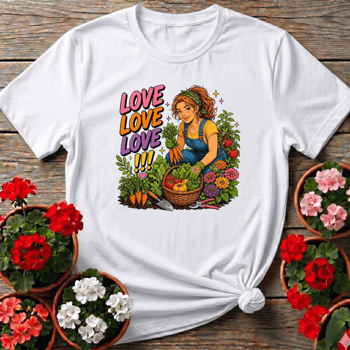 Love Love Love Gardening T-Shirt for Women Gardeners - GardeningTshirts