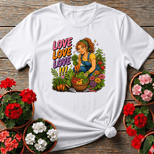 Love Love Love Gardening T-Shirt for Women Gardeners - GardeningTshirts