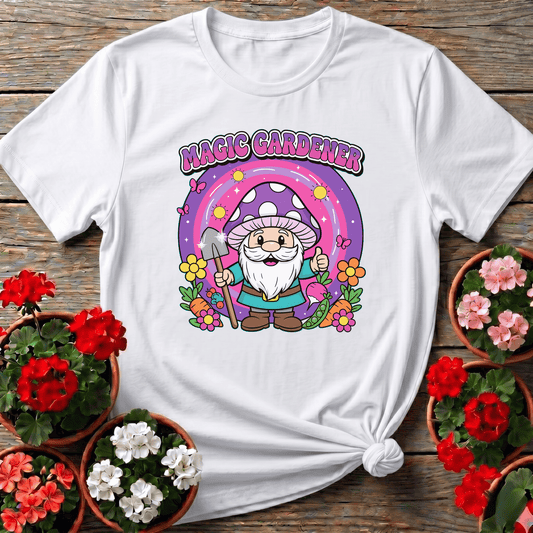 Magic Gardener Gnome Mushroom Hat Gardening T-Shirt - GardeningTshirts